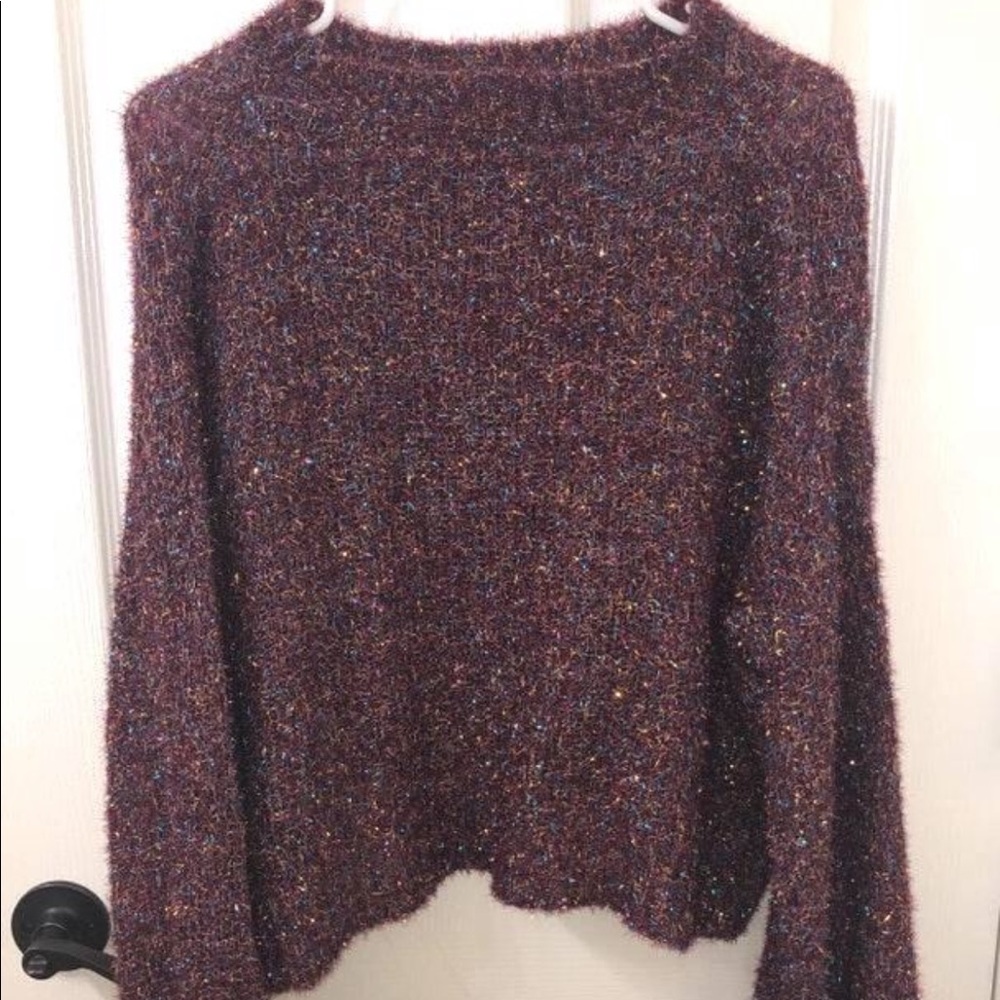 sparkly knit bell sleeve sweater